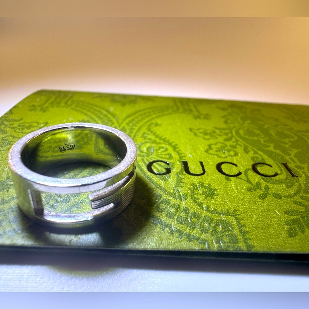 Gucci Wide G Cutout Ring Size 5 Made in Italy Vintage Authentic 925 - Picture 7 of 11